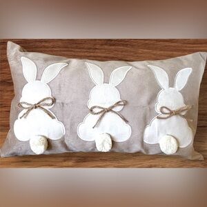 12x20 Spring Easter Bunnies Bunny Applique 3D Accents Velvet Throw Pillow Cover